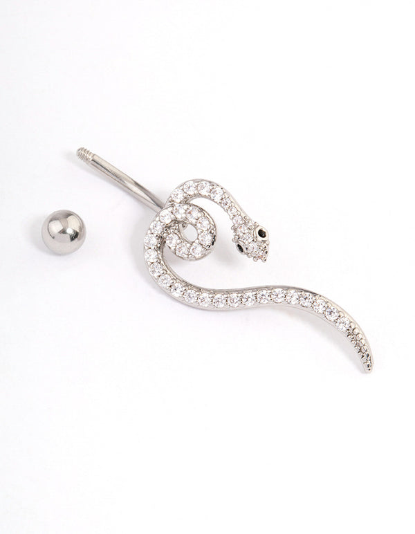 Surgical Steel Cubic Zirconia Serpent Belly Ring