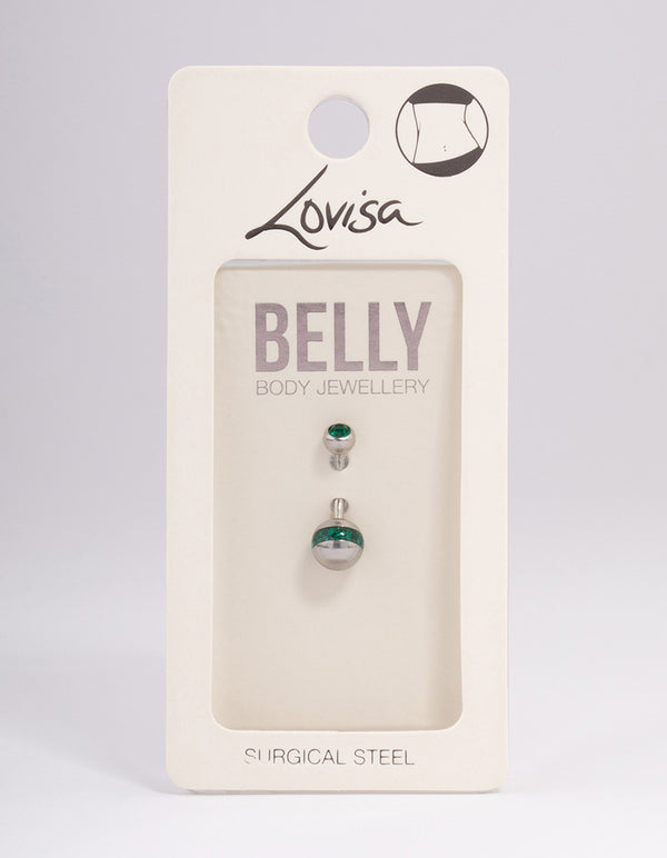 Surgical Steel Bezel & Sphere Belly Ring