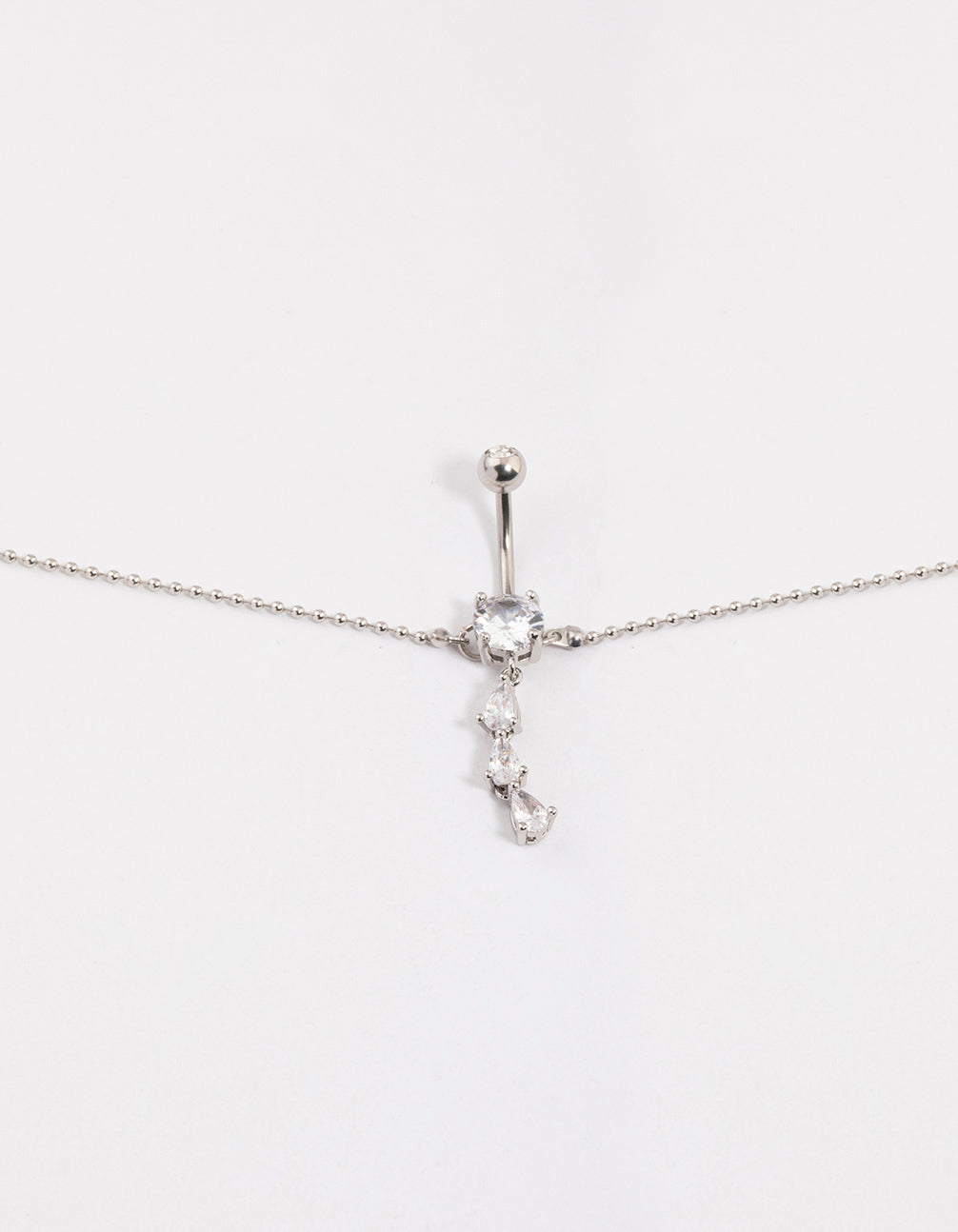 Surgical Steel Pear Drop Belly Ring Chain