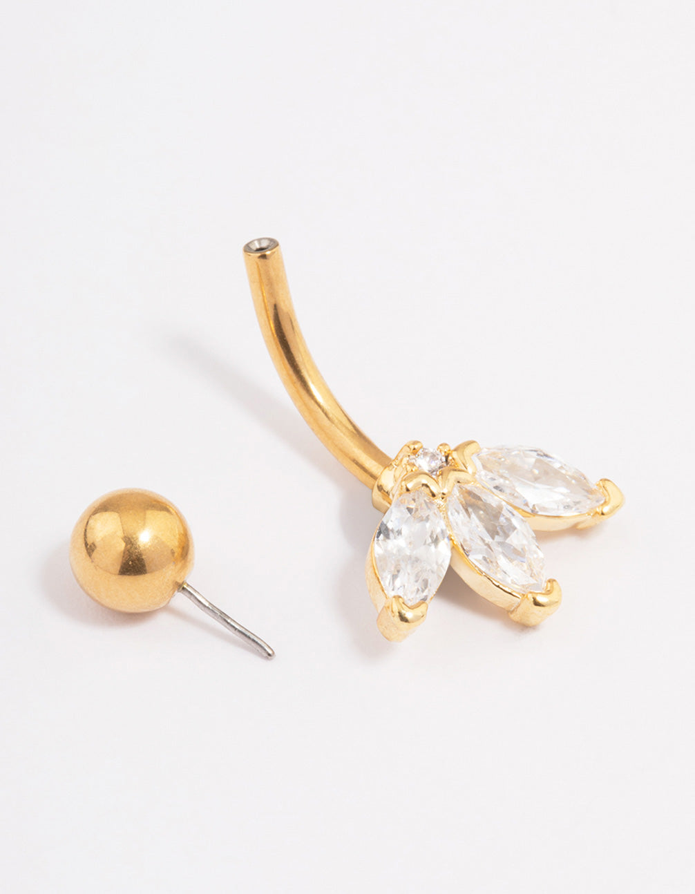 Gold Plated Surgical Steel Cubic Zirconia Classic Fan Belly Ring