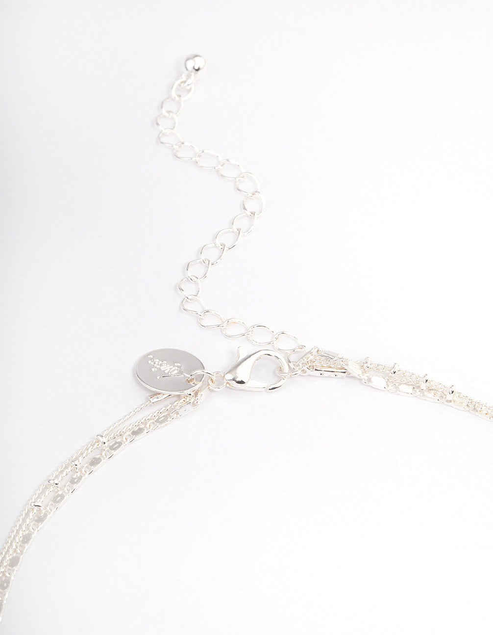 Silver Plated Fine Triple Layered Beaded Disc Necklace