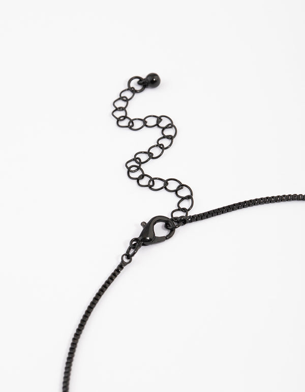 Coated Black Boxchain Large Diamante Cross Necklace