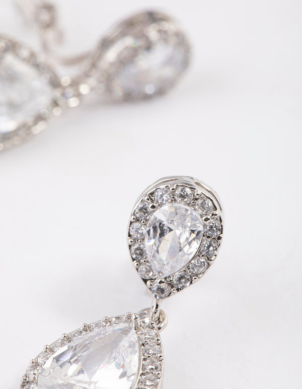 Silver Cubic Zirconia Angelina Drop Earrings