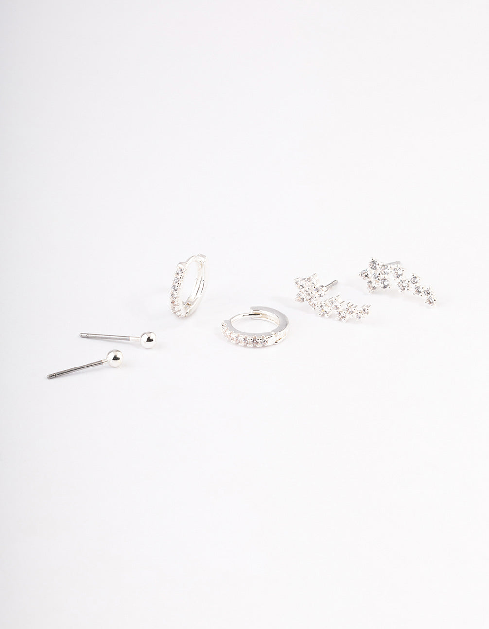 Silver Plated Brass Cubic Zirconia Daisy Chain Earrings Pack