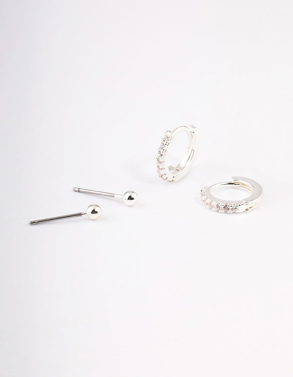 Silver Plated Brass Cubic Zirconia Daisy Chain Earrings Pack