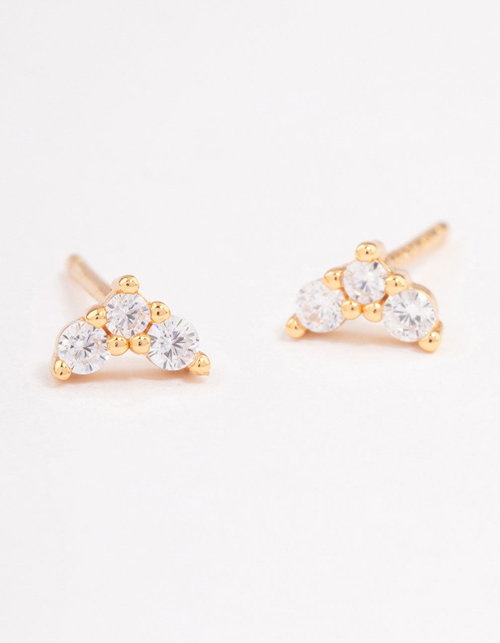 Gold Plated Sterling Silver Cubic Zirconia Classic Trio Earrings
