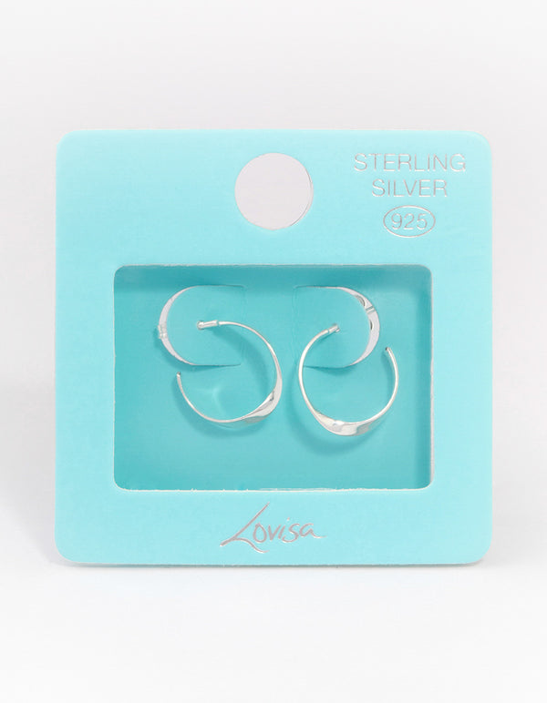 Sterling Silver Flat Twisted Hoop Earrings