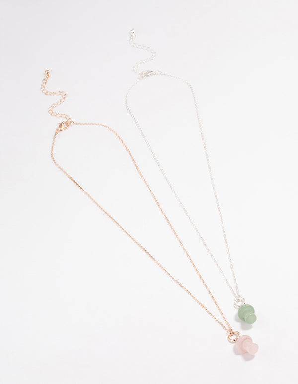 Mixed Metal Semi-Precious Mushroom Necklace Pack