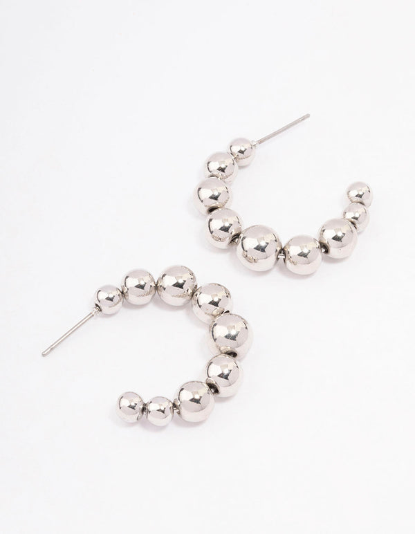 Silver Chunky Ball Hoop Earrings