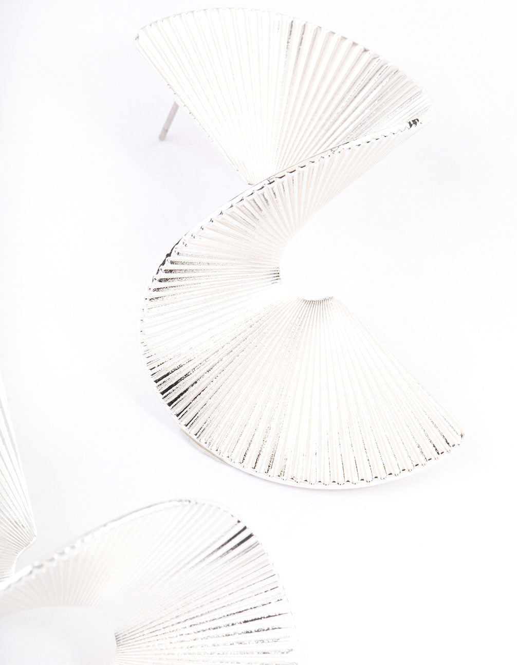 Silver Plated Brass Twisted Fan Earrings