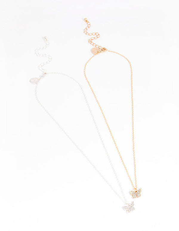 Diamante Mini Butterfly Bestie Necklace Pack