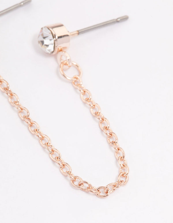 Rose Gold Dainty Butterfly Chain Earrings