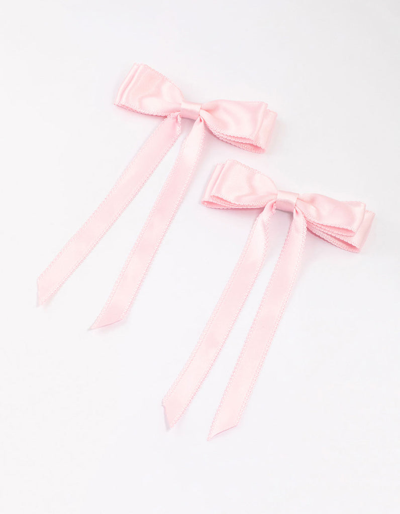 Pink Fabric Satin Scallop Hair Bows Pack - Lovisa