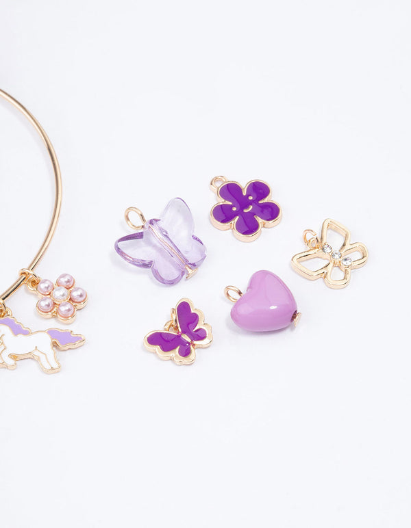 Kids Gold DIY Unicorn & Heart Charm Bracelet Pack
