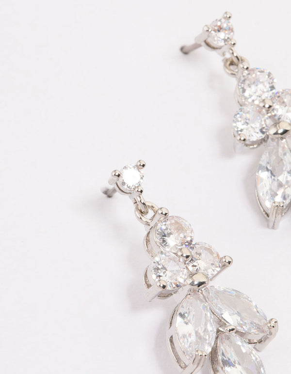 Silver Cubic Zirconia Pearl Drop Earrings