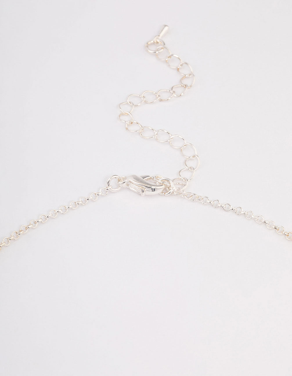 Silver Stone Cubic Zirconia Pendant Station Necklace