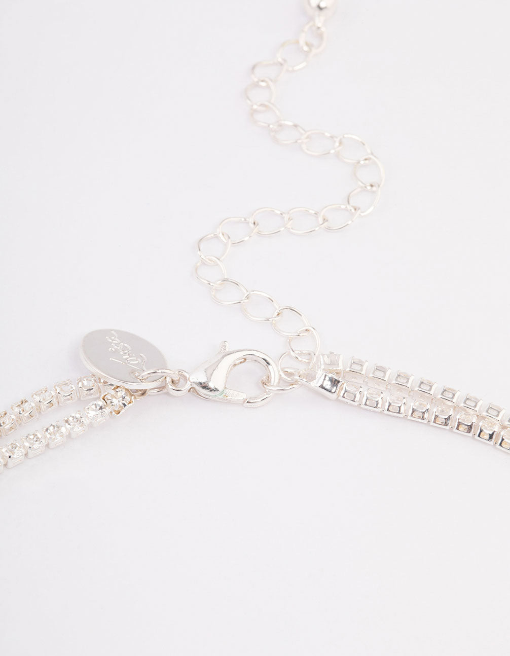 Silver Cubic Zirconia Multi-Row Pearl Necklace