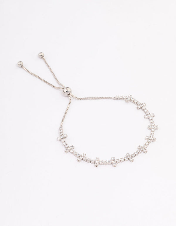 Silver Multi Square Cubic Zirconia Tennis Bracelet