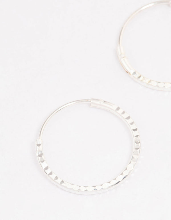 Sterling Silver Diamante Hoop Earrings