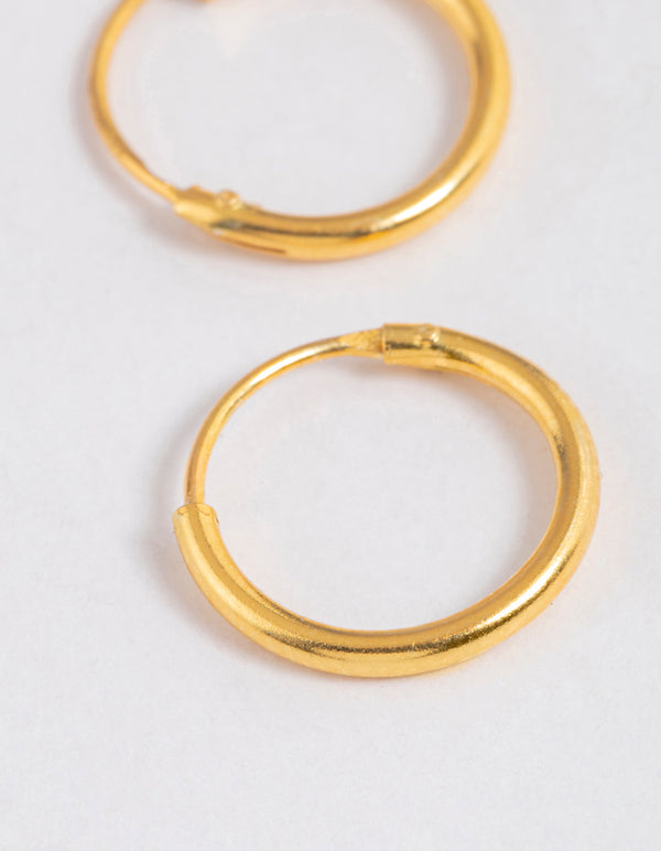 Gold Plated Sterling Silver Hoop Earrings 10mm