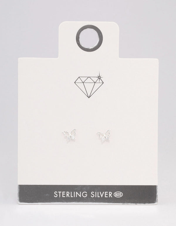 Sterling Silver Diamante Stud Earrings