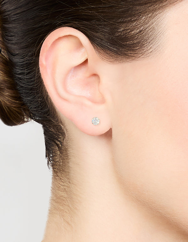 Sterling Silver Cubic Zirconia Crystal Stud Earrings