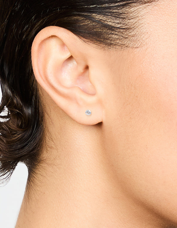 Sterling Silver Baby Cubic Zirconia Stud Earrings