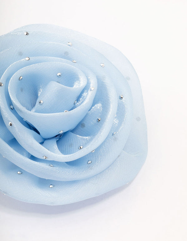 Blue Diamante Rosette Brooch & Hair Clip