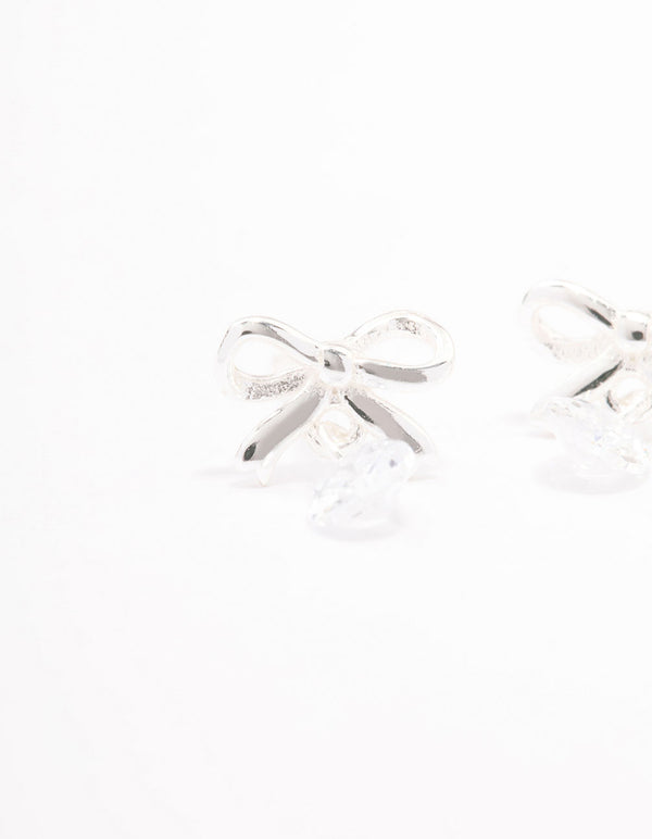 Sterling Silver Bow & Pear Drop Earrings