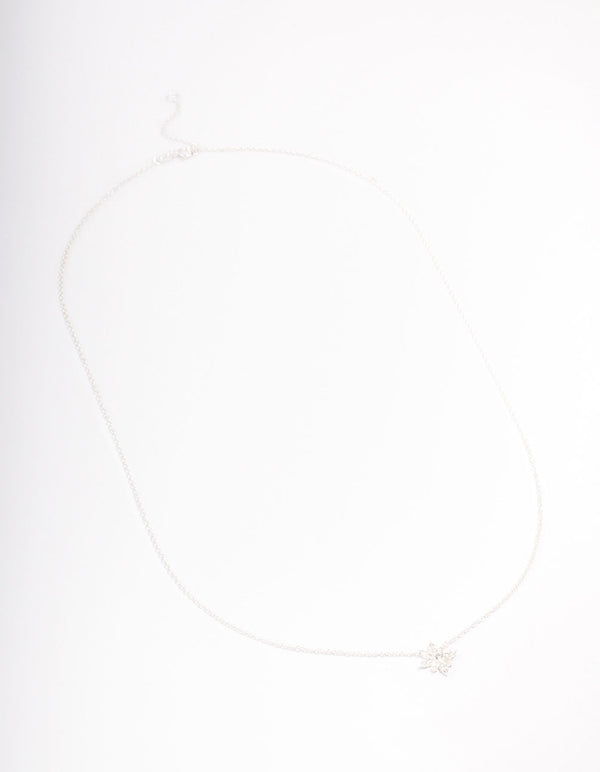 Sterling Silver Cubic Zirconia Starburst Pendant Necklace