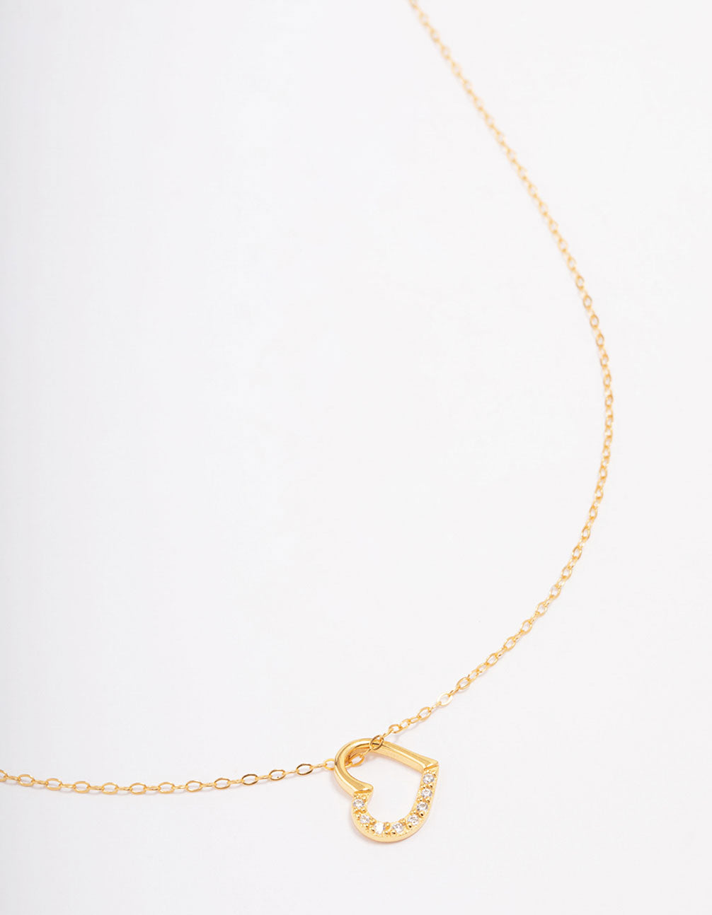 Gold Plated Sterling Silver Open Cubic Zirconia Heart Pendant Necklace