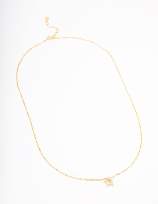Gold Plated Sterling Silver Open Star Pendant Necklace
