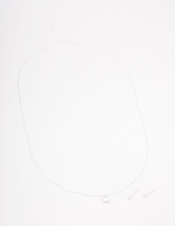 Sterling Silver Cubic Zirconia Princess Jewellery Set