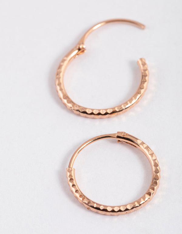 Rose Gold Plated Sterling Silver Diagonal Hoop Earrings 12mm
