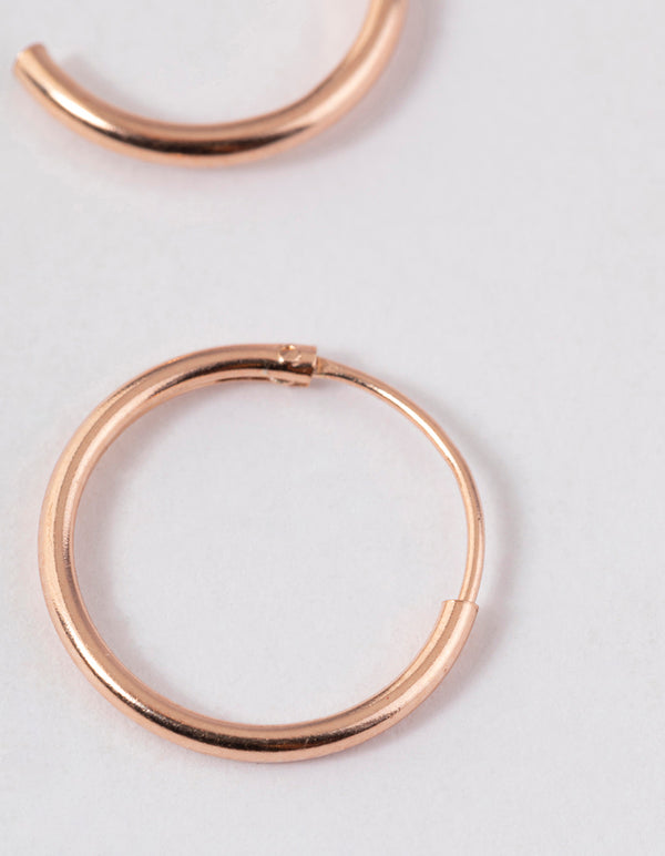 Rose Gold Plated Sterling Silver Hoop Earrings 10mm