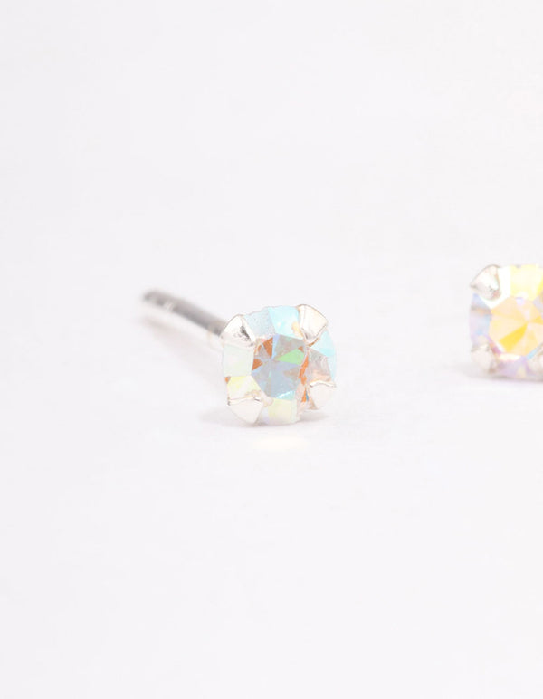 Sterling Silver Baby Pink Stud Earrings