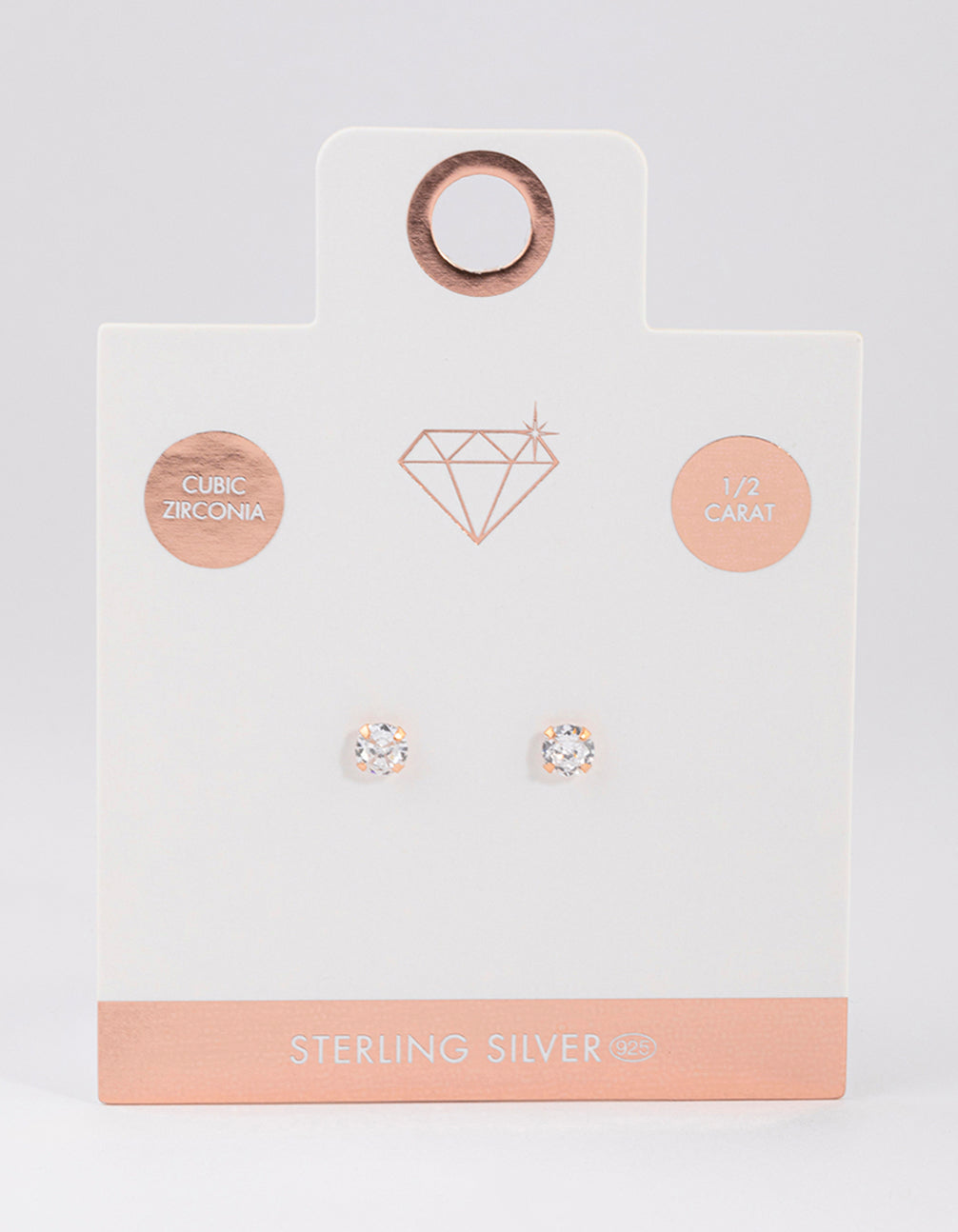 Rose Gold Plated Sterling Silver Cubic Zirconia Stud Earrings