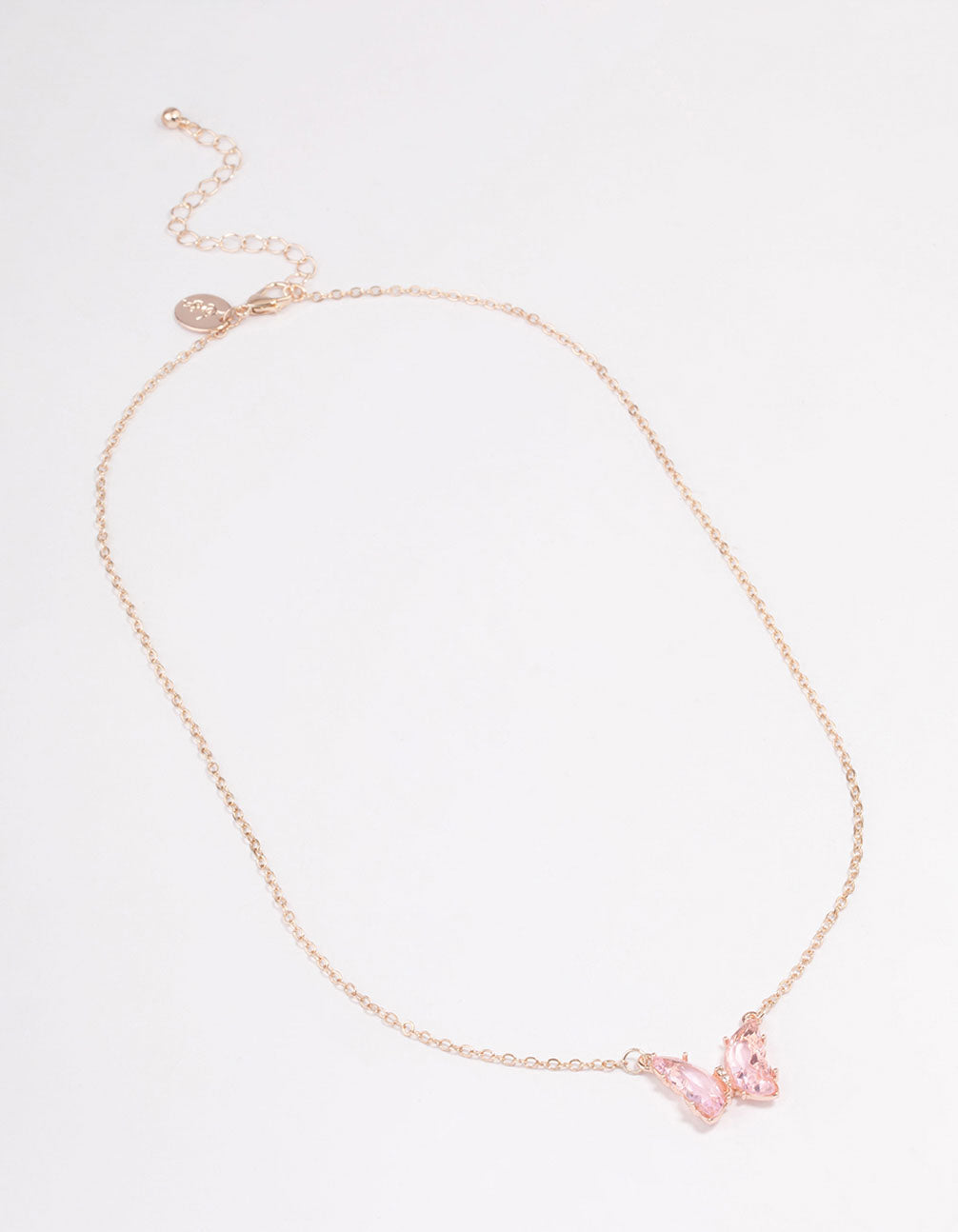Rose Gold Pink Butterfly Pendant Necklace