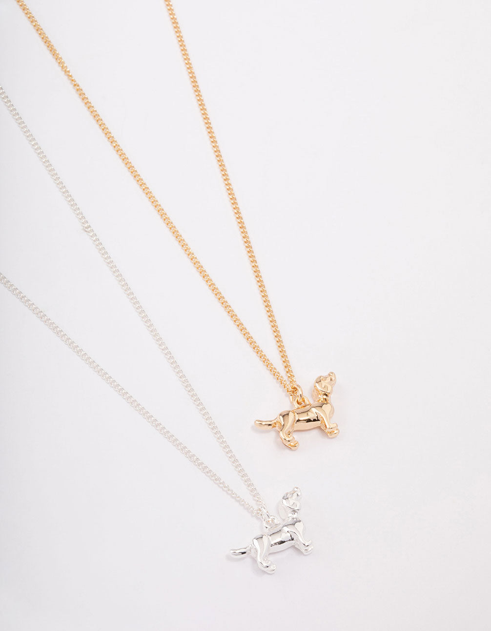 Mixed Metal 3D Dog Charm Necklace Pack