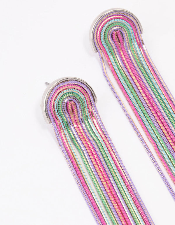 Fuchsia Waterfall Cup Chain Drop Earrings