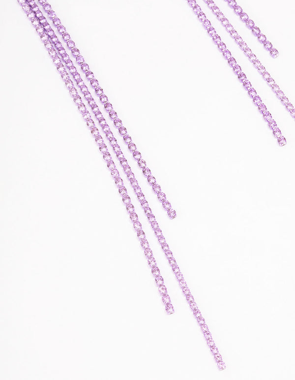 Purple Flower Cup Chain Drop Earrings