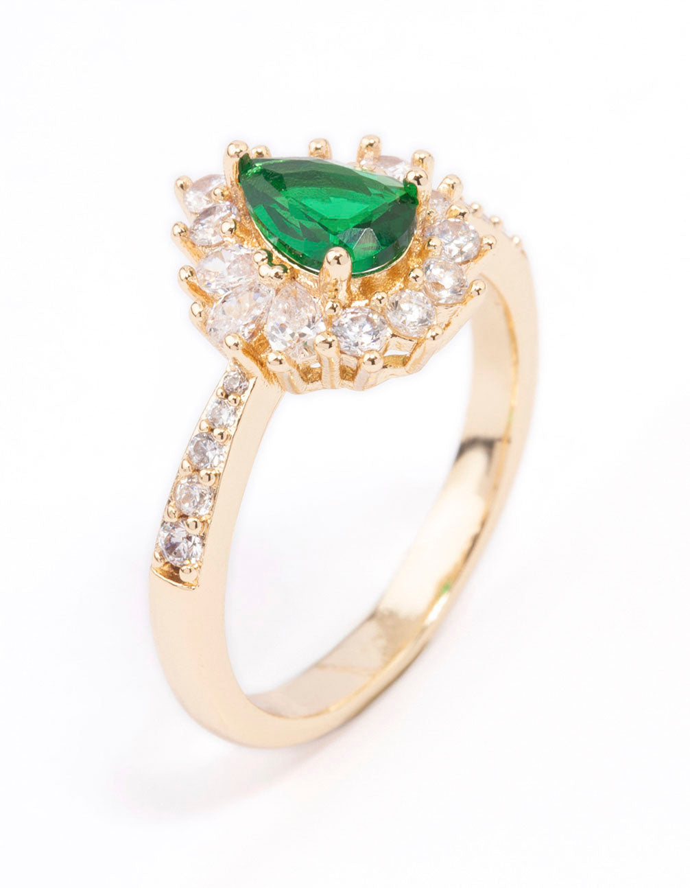Gold Plated Regal Pear Engagement Ring