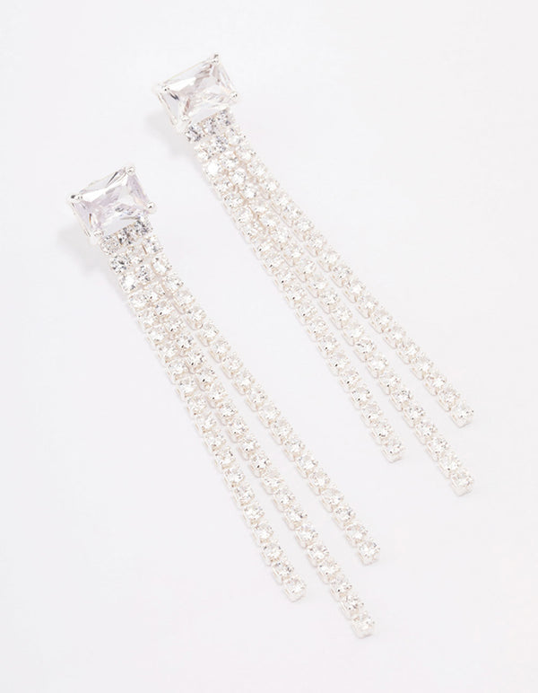 Silver Plated Brass Dazzle Drop Earrings