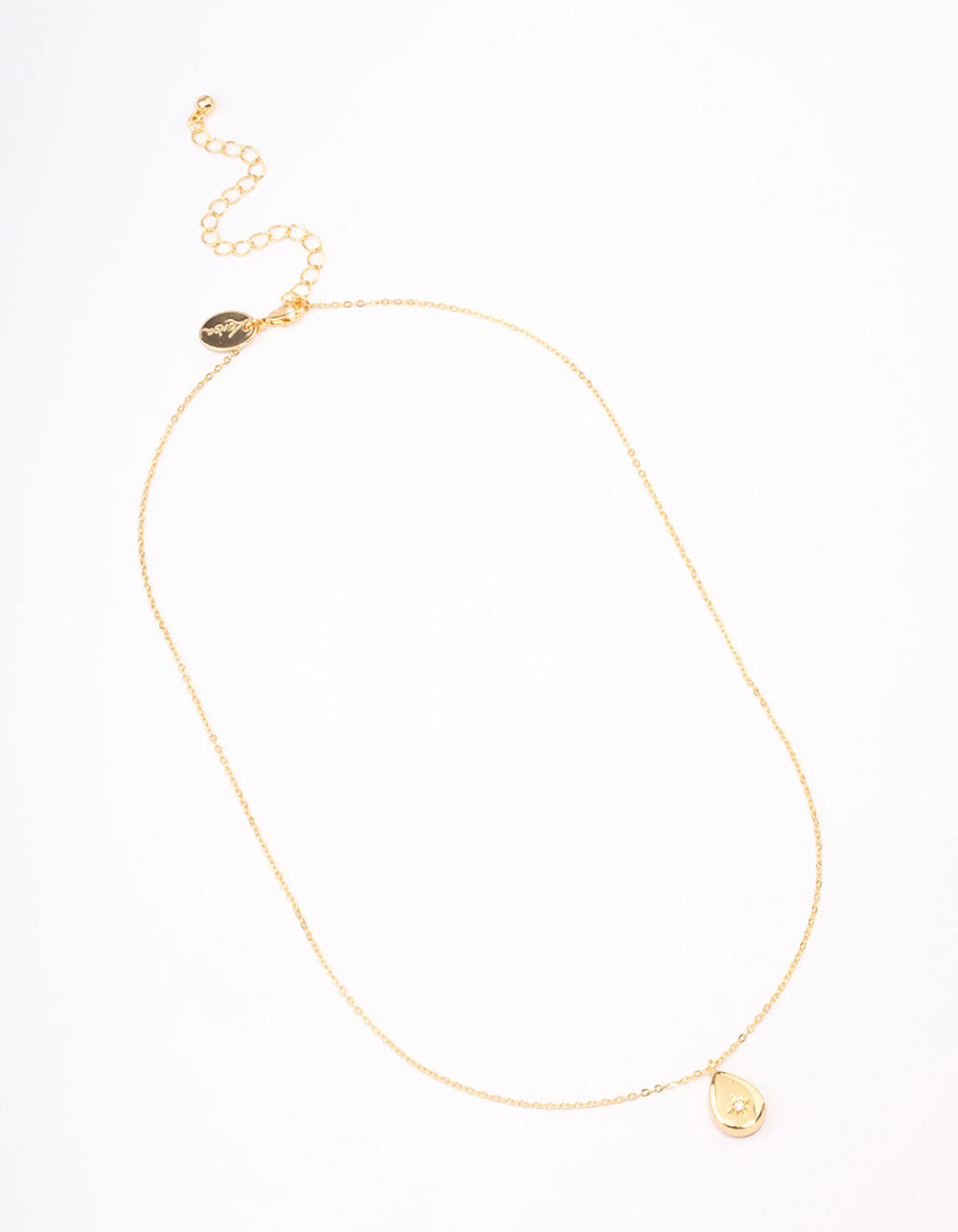 Gold Plated Brass Teardrop Pendant Necklace