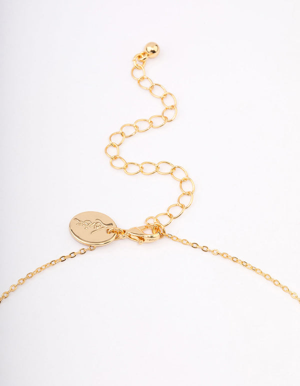 Gold Plated Brass Teardrop Pendant Necklace
