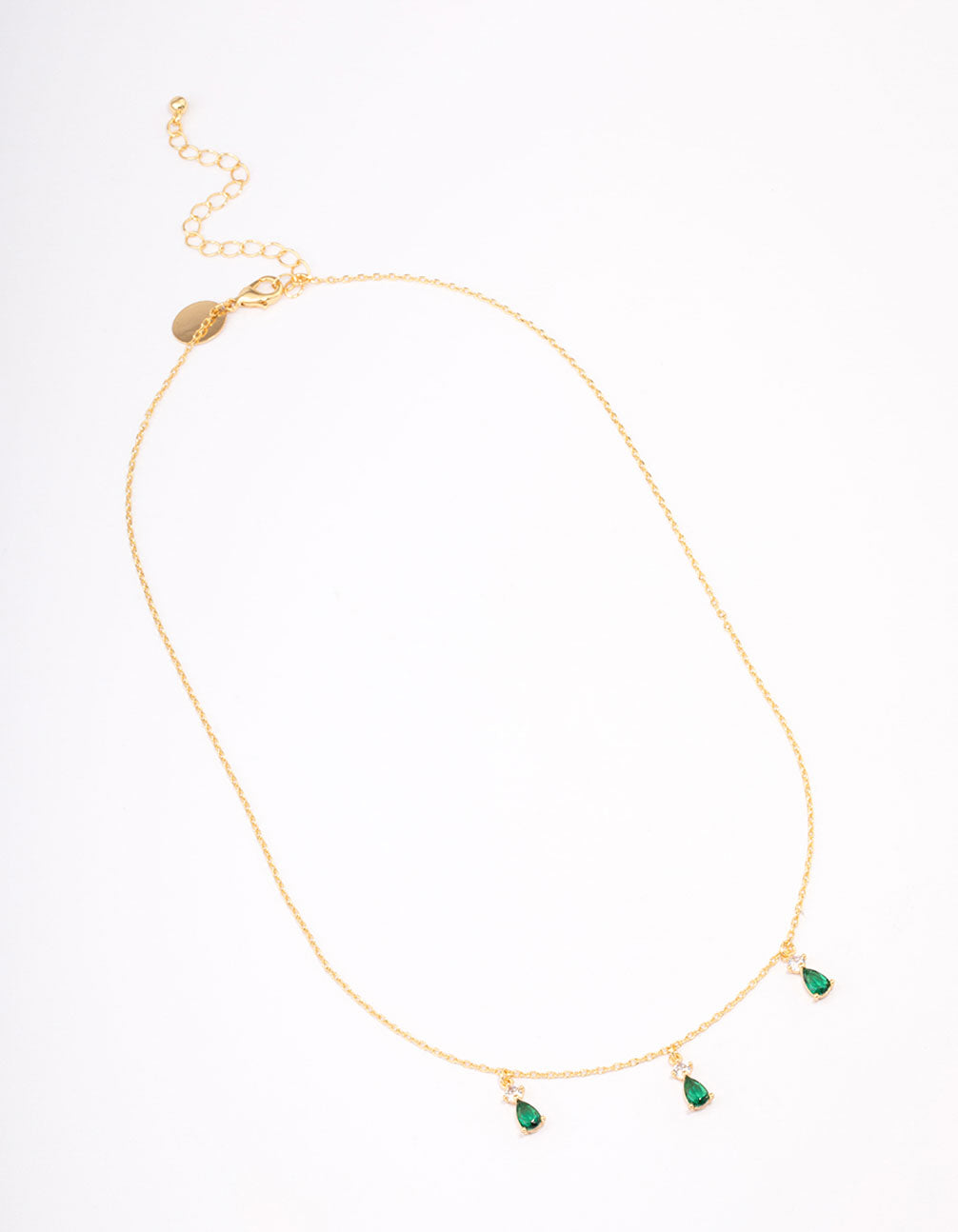Gold Plated Brass Triangular Pear Drop Necklace