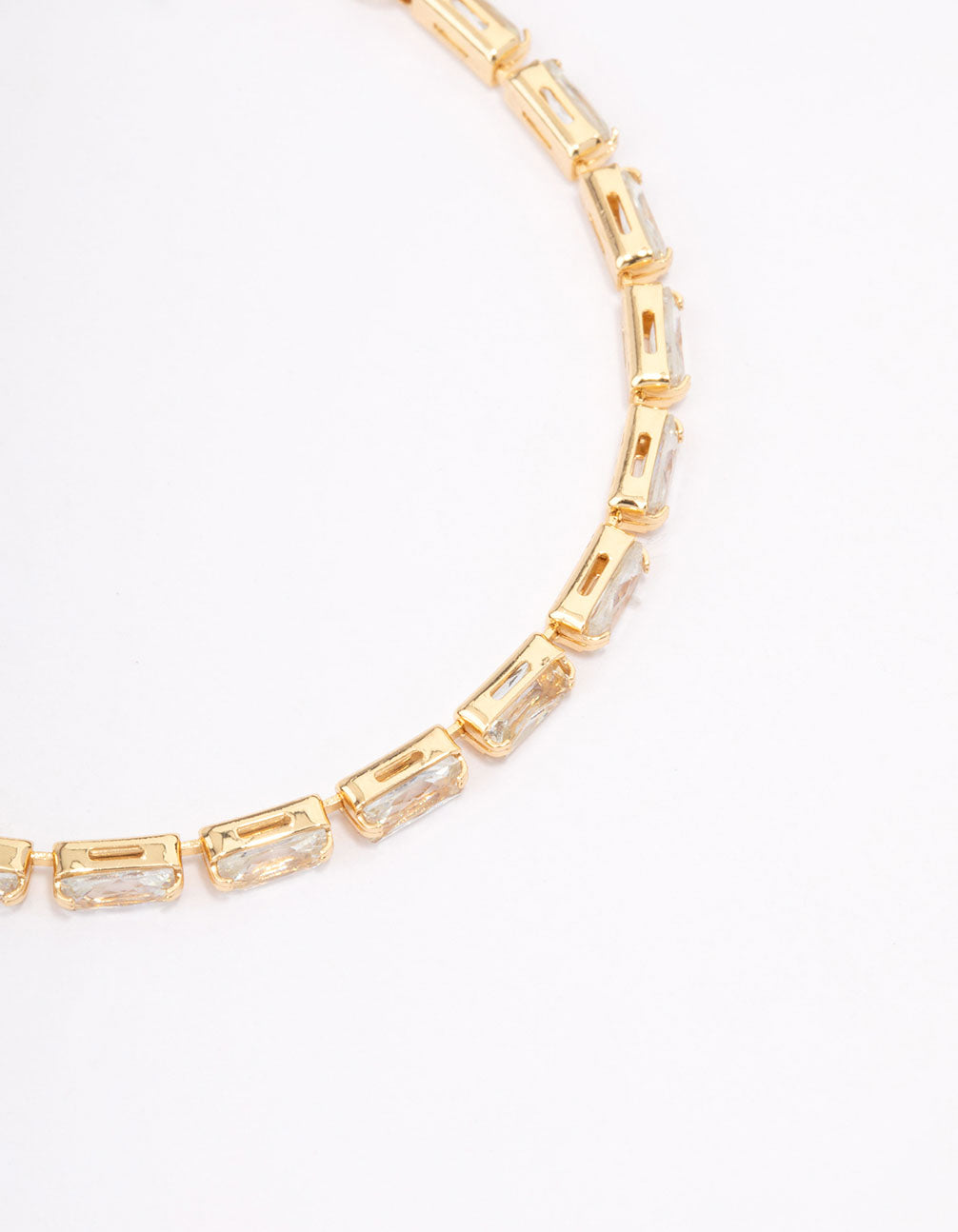 Gold Plated Brass Cubic Zirconia Baguette Bracelet