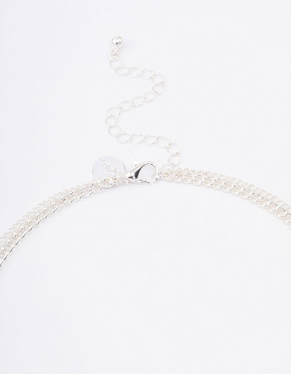 Silver Plated Diamante Cross Layered Curb Necklace