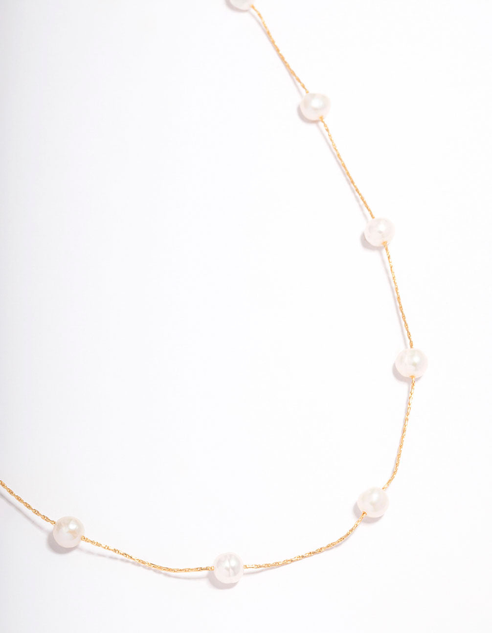 Gold Plated Freshwater Pearl Dotted Fine Short Necklace