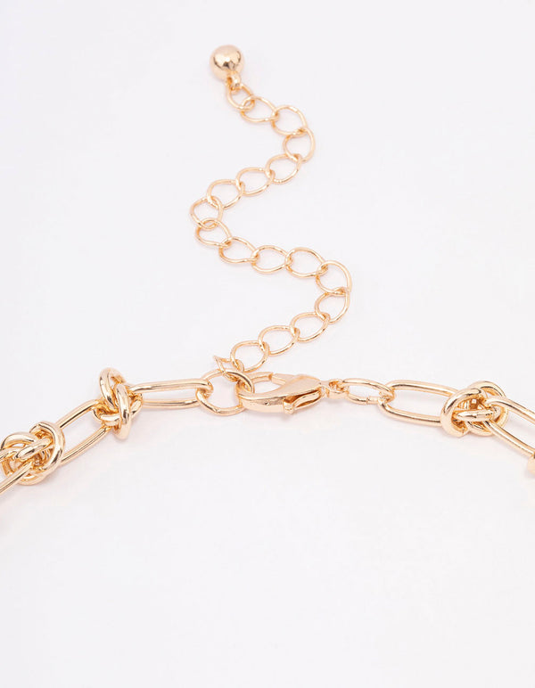 Gold Knotted Link Necklace